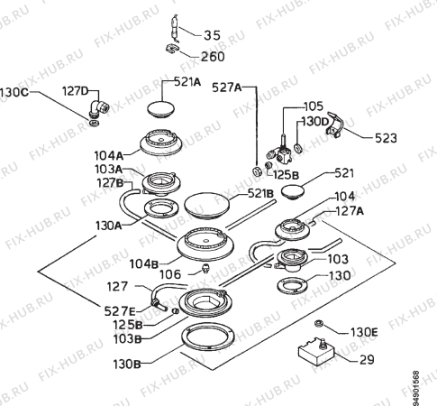 Взрыв-схема плиты (духовки) Zanussi ZH31NS - Схема узла Functional parts 267